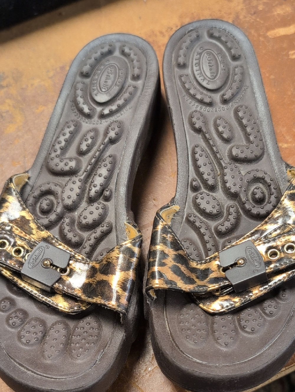 Dr. Scholl's Leopard Print Brown and Black Slide Sandals